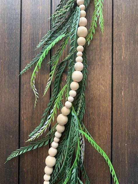 Extra Textured Natural Wood Bead Garland Custom Length Etsy