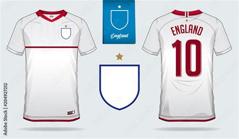 Set Of Soccer Jersey Or Football Kit Template Design For England