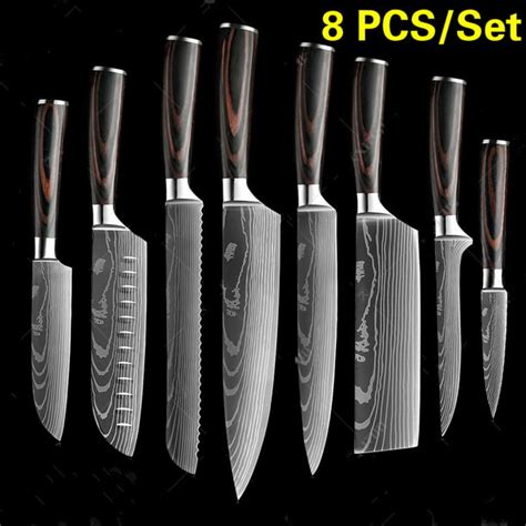 Kepeak Professional Kitchen Knife Knives Setlaser Damascus Pattern