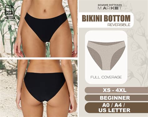 Bikini Sewing Pattern BEGINNER Plus Size Swimsuit Full Coverage Women Bathing Suit Pattern XS