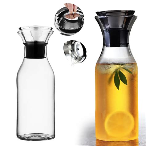 Glass Carafe With Lid Borosilicate Glass Pitcher For Hot Cold Water Ice