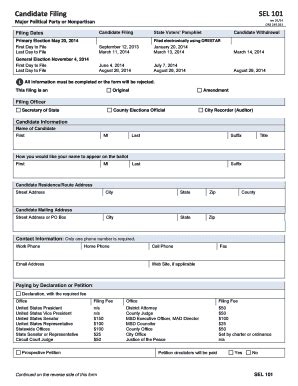 Fillable Online Candidate Filing SEL 101 Lakeview Oregon Fax Email