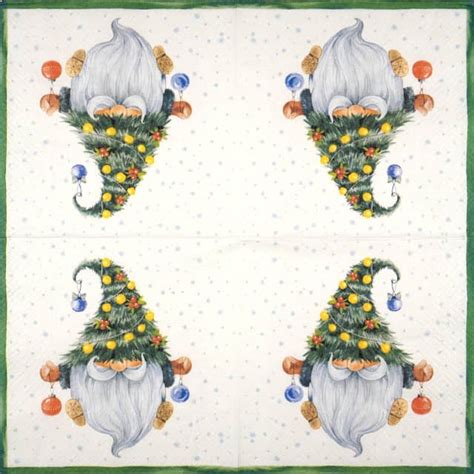 Single Decoupage Napkin Fancy Gnome Napkin Shop