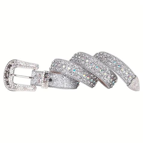 Silvery Sparkle Rhinestone Belts Womens Luxury Bling Bling Temu