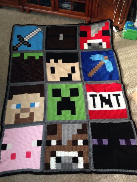 Minecraft Blanket 2 Minecraft Crochet Patterns Minecraft Crochet