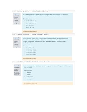 Estadistica Y Probabilidad Modalidad de exámenes Semana 3 Revisión del