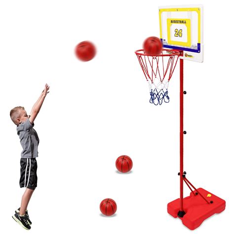 Kids Adjustable Basketball Hoop 3.5-6.6 ft Height, Mini Portable ...