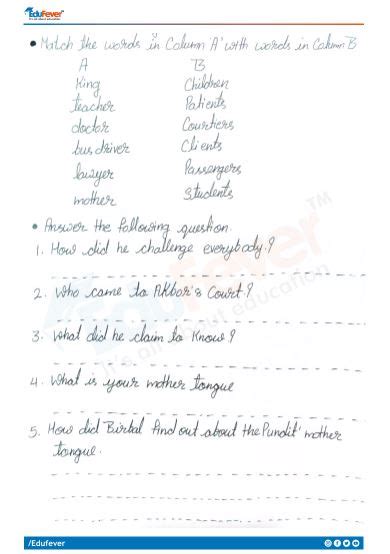 Cbse Class 4 English The Scholar S Mother Tongue Worksheet With Solutions