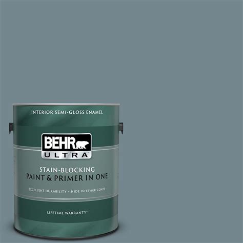 BEHR ULTRA 1 gal. #N470-5 Norwegian Blue Semi-Gloss Enamel Interior ...