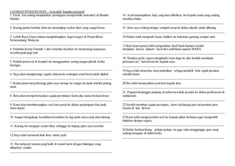 ayat aktif  ayat pasif  kelvin latihan pengukuhan ayat aktif