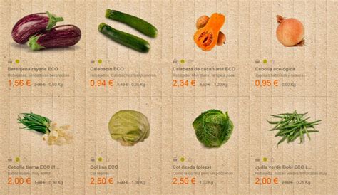 Precio medio de frutas y verduras ecológicas online España