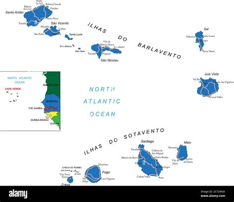 Cape Verde Map Illustration Of A Detailed Political Map Of Cape Verde