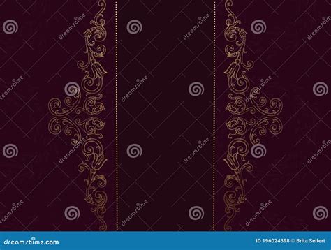 Ornate Burgundy Background With Golden Mandala Template For Menu