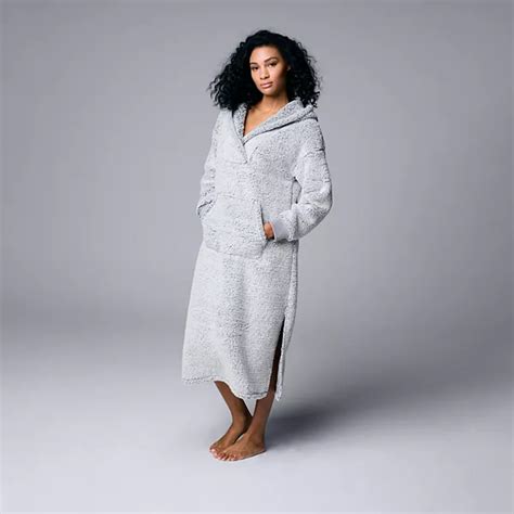 Womens Simply Vera Vera Wang Sherpa Faux Fur Long Sleeve Lounger