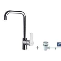 Robinet Lavabo Mitigeur Bec Haut Titanium Chrom Vidage Tirette