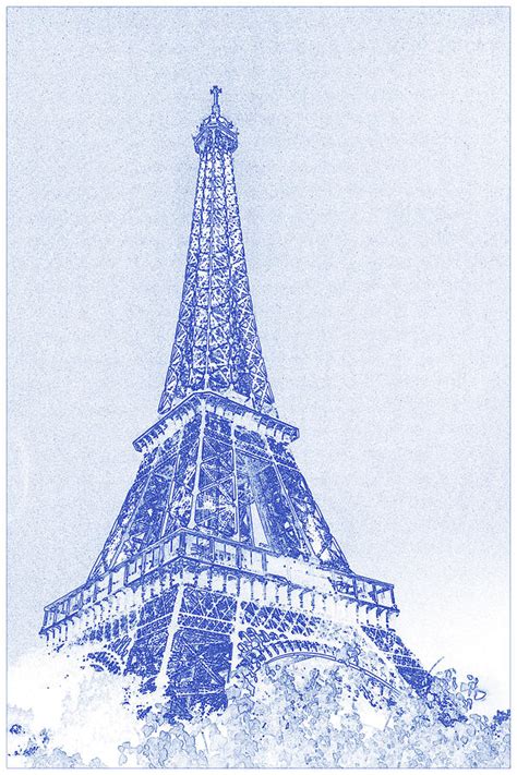 Blueprint Drawing Landmark Eiffel Tower Painting By Celestial