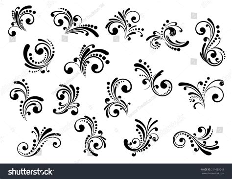 Floral Motifs Design Elements Swirl Damask Stock Vector Royalty Free 211665043 Shutterstock