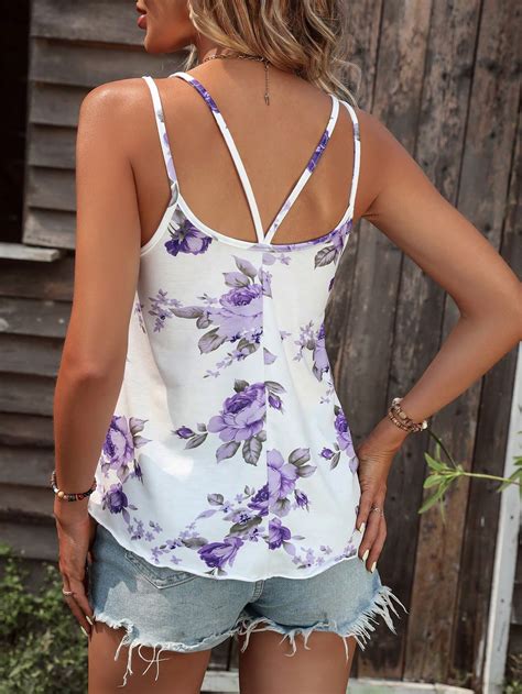 Shein Vcay Floral Print Cami Top Shein Usa