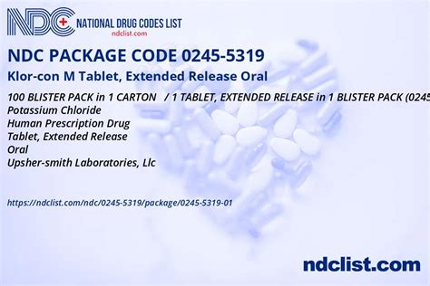 Ndc Package 0245 5319 01 Klor Con M Tablet Extended Release Oral