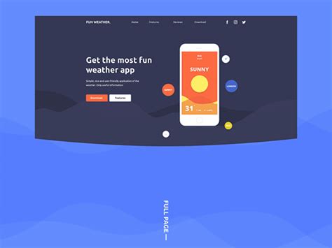 Fun Weather: PSD landing page template by Elina Chanieva ~ EpicPxls