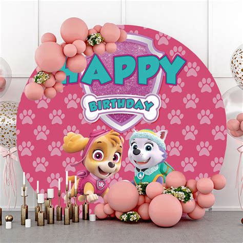 Round Glitter Shield Birthday Paw Patrol Backdrops Lofaris