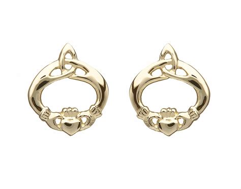 Ct Gold Claddagh Earrings With Trinity Knot Incorporated Mx M