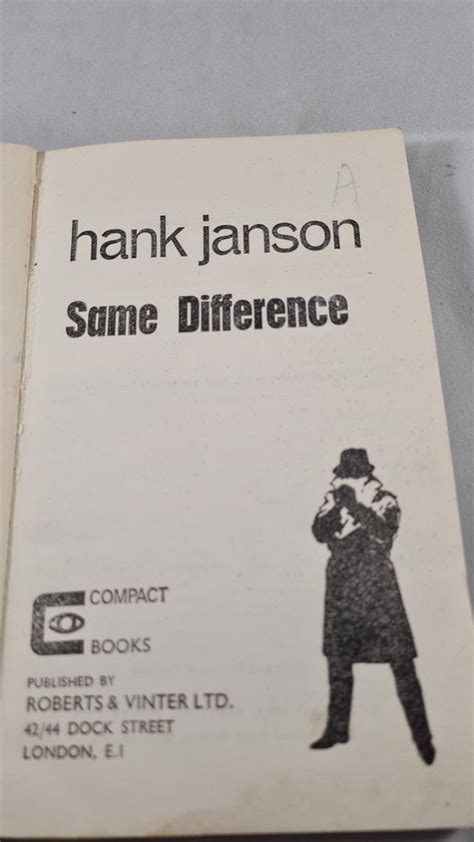 Hank Janson Same Difference Compact Books 1968 Paperbacks