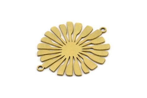 Brass Flower Charm 6 Raw Brass Flower Shaped Charms With 2 Loops Charm Pendants Connectors