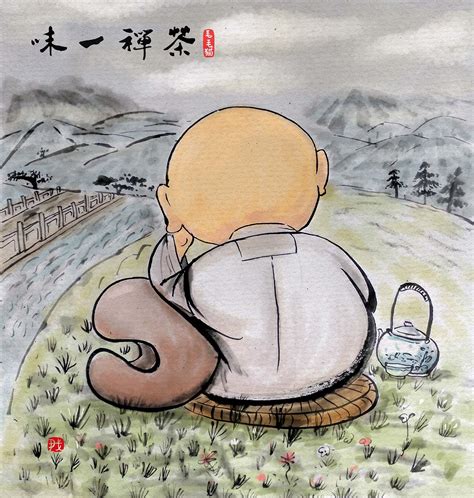 “茶禅一味”为某禅茶文化论坛画的两幅画。illustrationcommercial Illustration喵肥家旺original