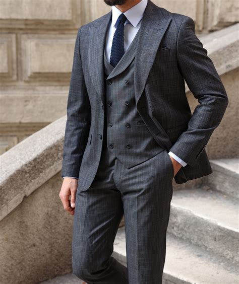 Stepping Road Slim Fit Charcoal Grey Mixed Men S Three Piece Suit With