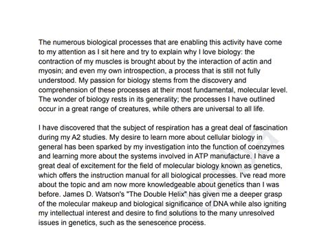 Moleculer Biology Degree Personal Statement Sample Chongcibaba