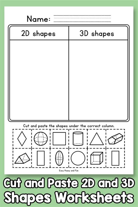 Cut And Paste 2d And 3d Shapes Worksheets Easy Peasy And Fun Worksheets Library