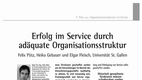 Erfolg im Service durch adäquate Organisationsstruktur Industry 4 0