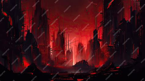 Cyberpunk city red wallpaper for desktop background and design projects ...