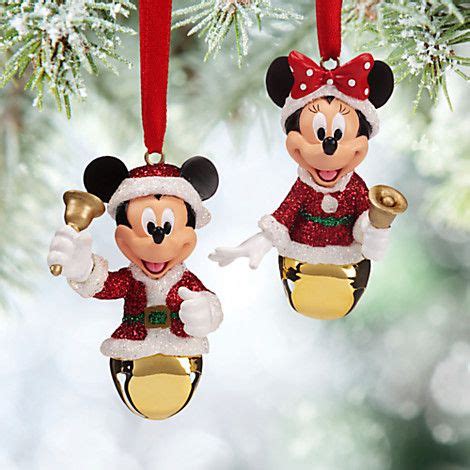 Santa Mickey And Minnie Mouse Bell Ornament Set Disney Christmas