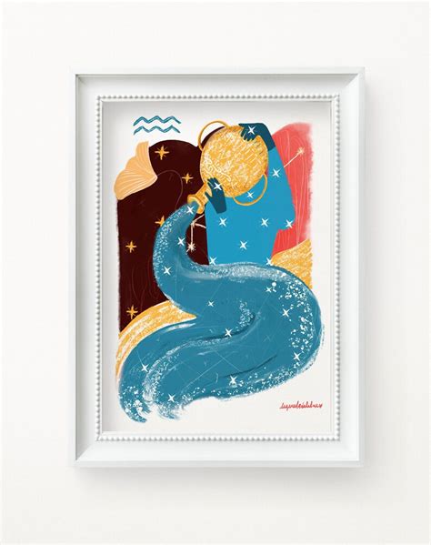 Aquarius Zodiac Sign Art Print aquarius Birthday Gift - Etsy