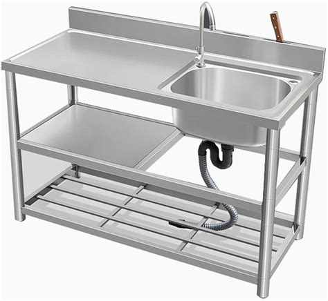 Free Standing Stainless Steel Sink Single Bowl Commercial Restaurant