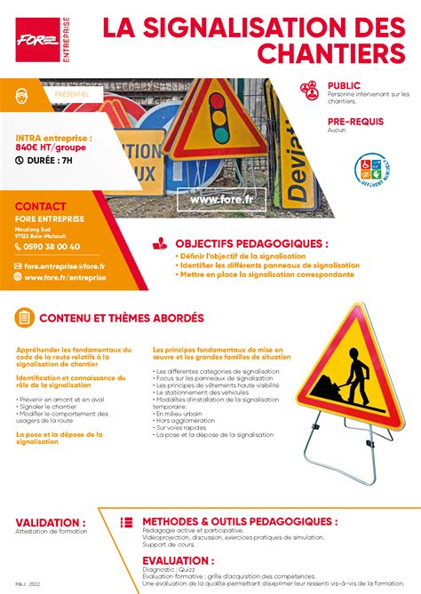 LA SIGNALISATION DES CHANTIERS Fore Entreprise Formations