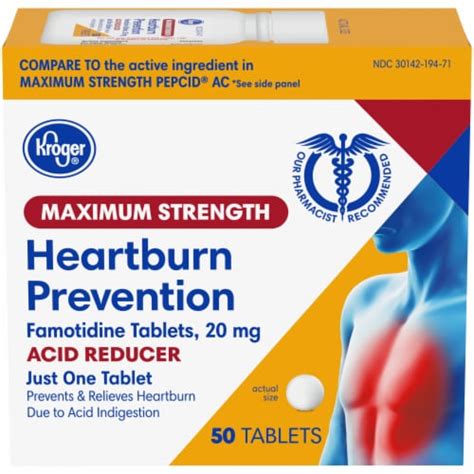 Kroger® Maximum Strength Acid Reducer Heartburn Prevention Tablets, 50 ...