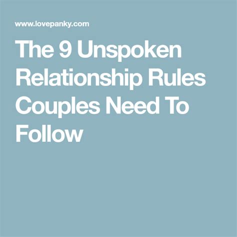 The 9 Unspoken Relationship Rules Couples Need To Follow Relationship