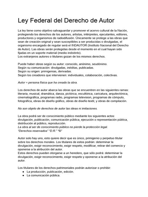 Ley Federal Del Derecho De Autor Pdf