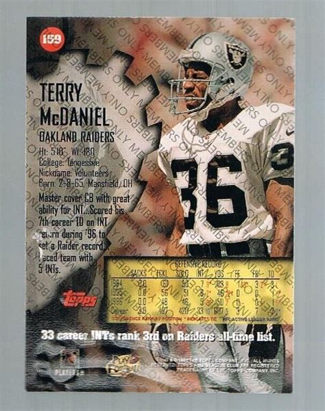 Topps Stadium Club Members Only Terry Mcdaniel Raiders