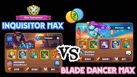 Rush Royale โหมด Clan Tournament Inquisitor MAX vs Blade Dancer MAX