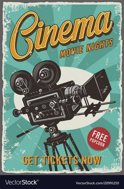 an old fashioned movie poster with a film camera and the words cinema ...