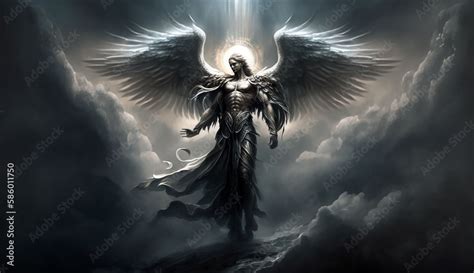 angel spreading wings   clouds stock illustration adobe stock