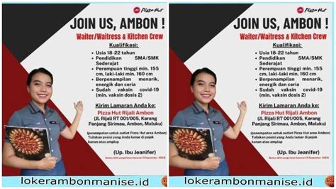 Segera Daftar Pizza Hut Ambon Buka Loker Posisi Yang Dibutuhkan