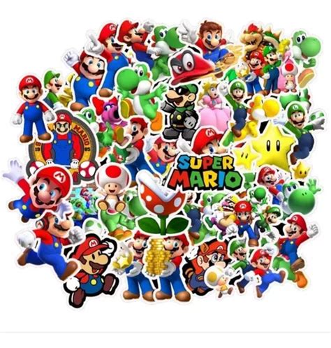 Set 50 Stickers Super Mario Luigi Calcomanias Yoshi Meses sin interés