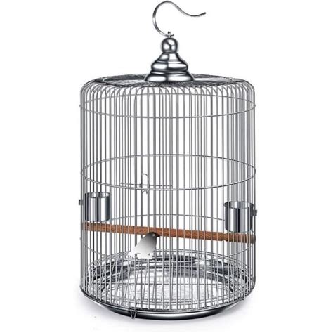 Volière Cage Ronde en métal en Acier Inoxydable Perle Perroquet Cage à