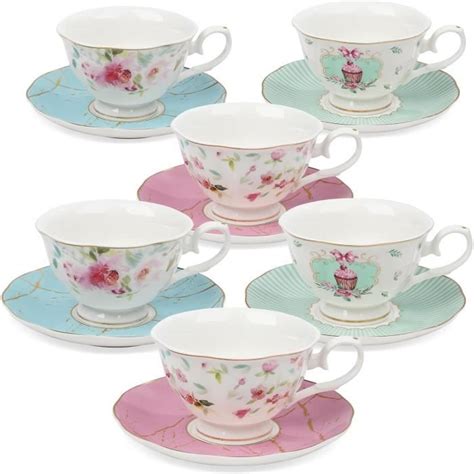 Fanquare Set De Tasses Th Rose Et Soucoupes Ensemble De Tasses