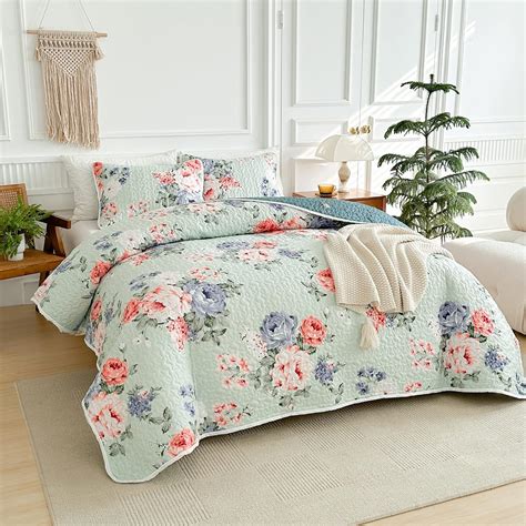 Amazon Uozzi Bedding Botanical Quilt Set Queen Size X Pc